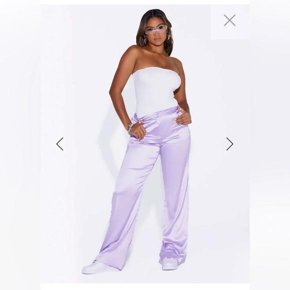 🦄 naked wardrobe High Waisted Gloss Pants NEW - Size Small | Color: Lavender - Picture 2 of 11